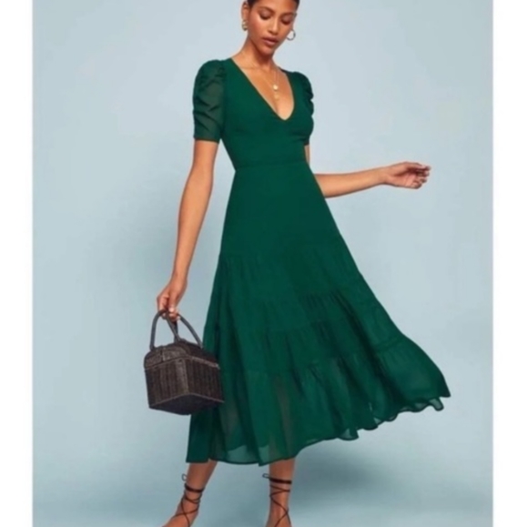 Reformation Dresses & Skirts - Reformation Cosa Midi Dress Emerald NWT 6